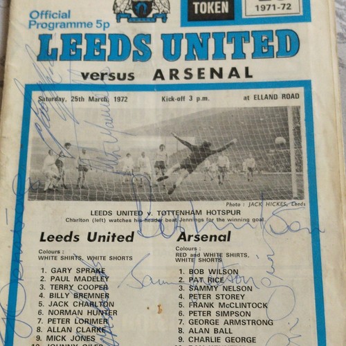 Original leeds programme 1972 - original,