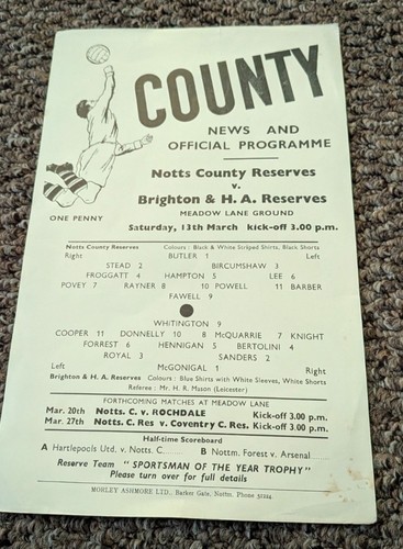 Notts county reserves v - county,